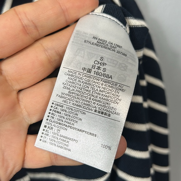 Gap Cotton Navy Cream Striped Maxi Side Slit Skirt size S - gently used - Picture 6 of 7